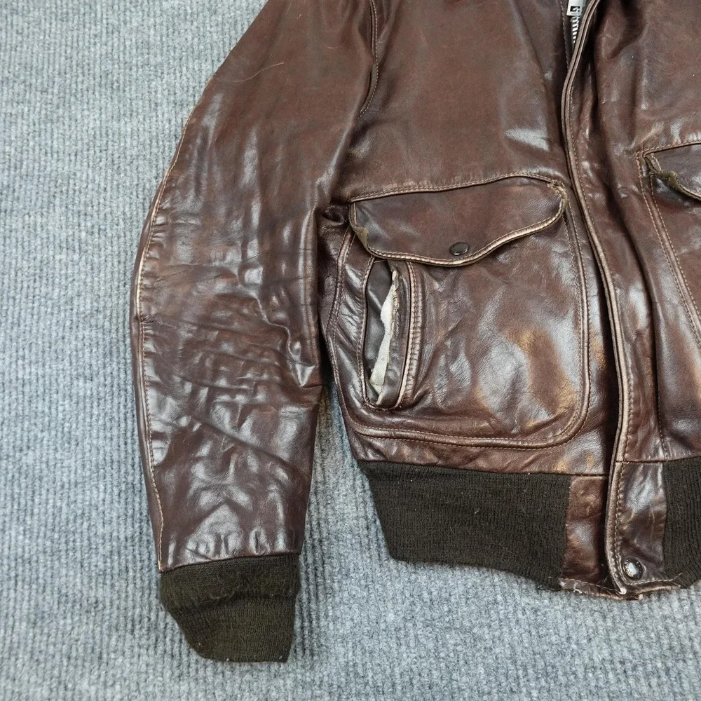 Vintage Schott G1 Flight Jacket Mens 38 Brown Leather Bomber USA Zip